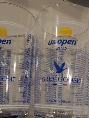 US Open2024 And 2025 Grey Goose Printed Clear Cup - Blue & Yellow Logo